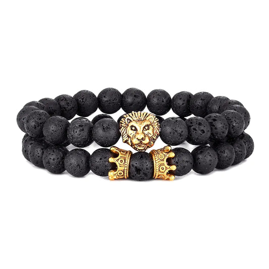 Lion Head Bracelet and Crown Bracelet set!